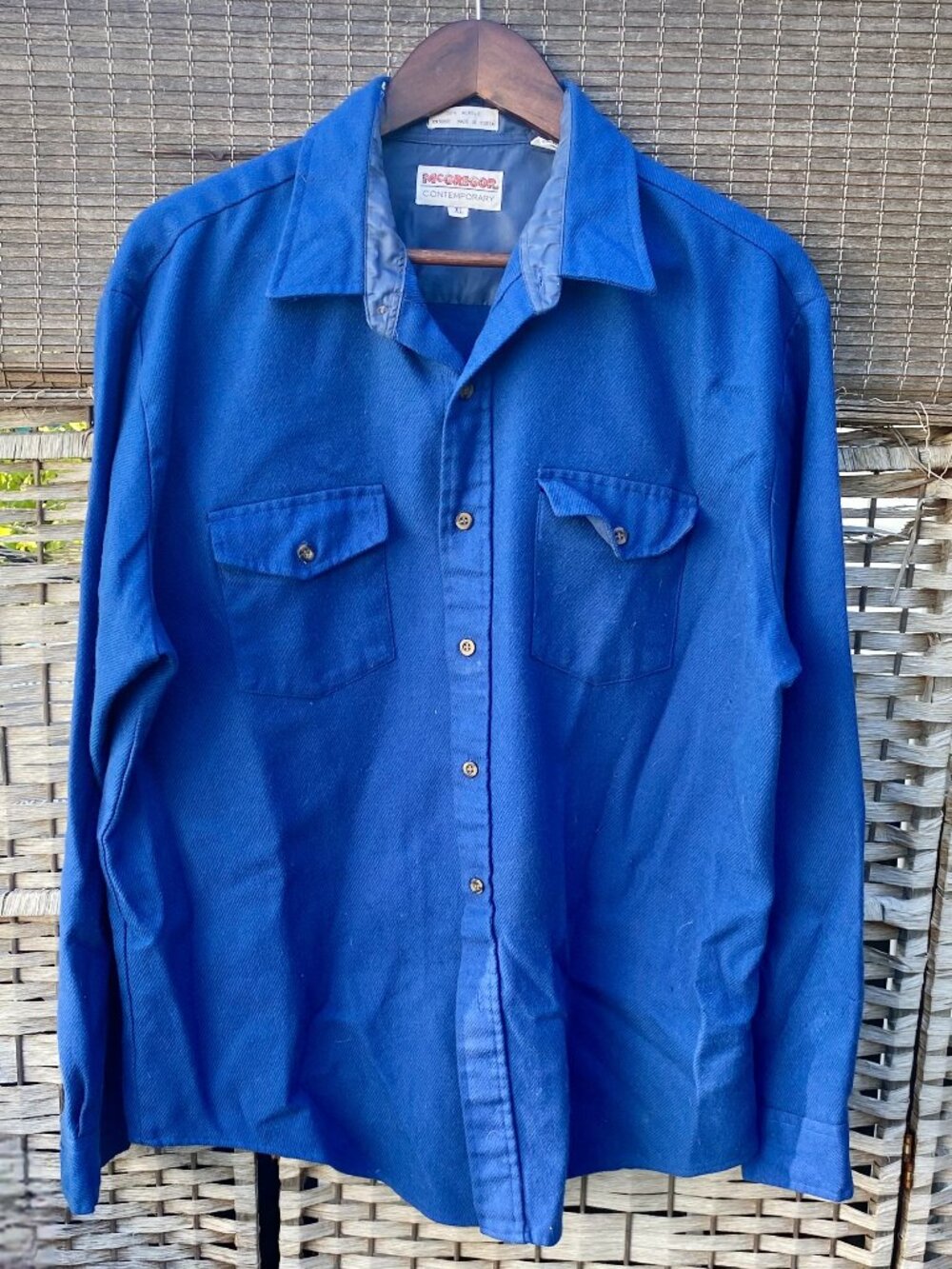 Vintage McGregor Long Sleeve Work Shirt Royal Blue Cerulean XL
